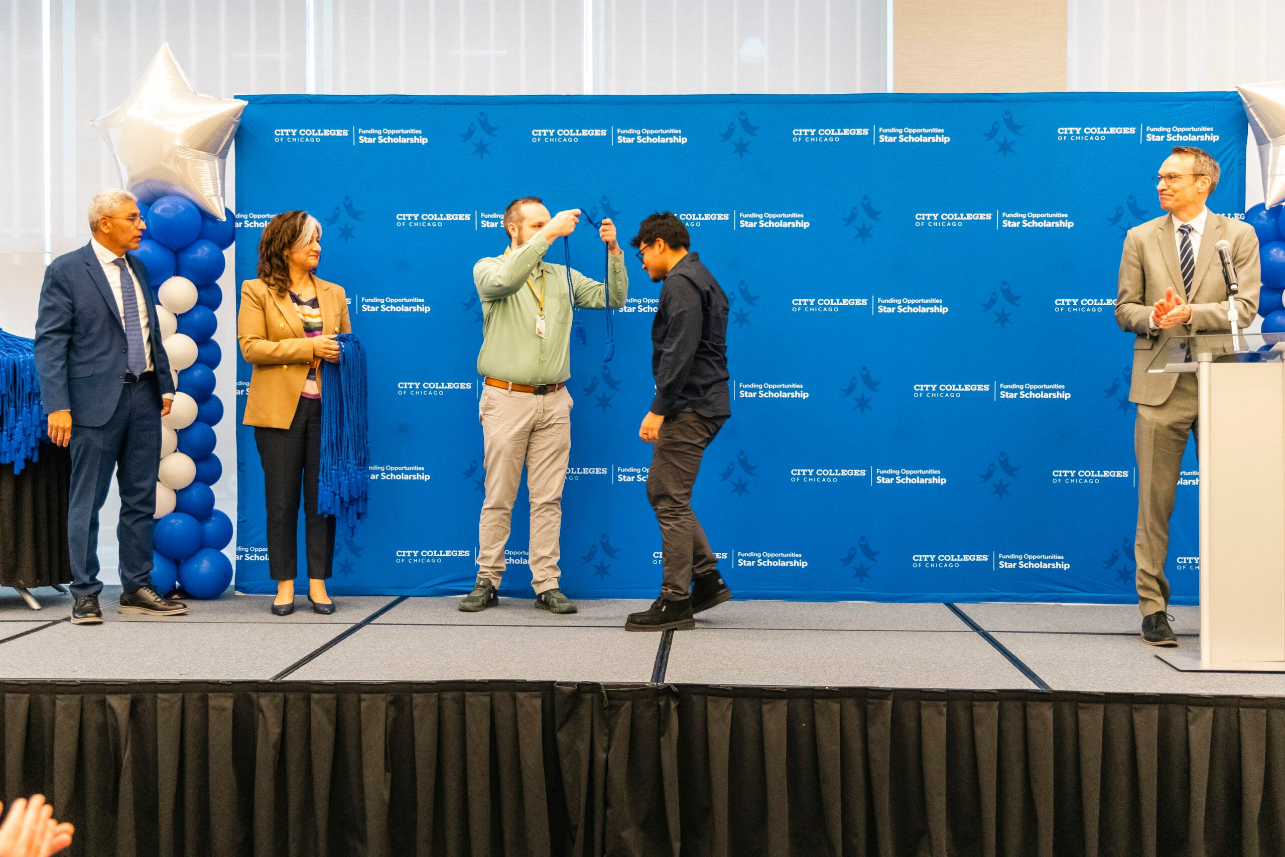 City Colleges of Chicago Star Scholars preparing to earn their associate degree honored with a cording ceremony
